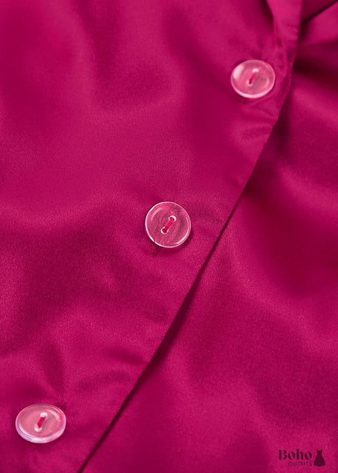 Pijama bohemio, conjunto de pijama de satén Francine en rojo